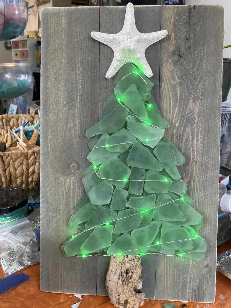 Sea Glass Tree Medium Teal Sea Glass Christmas Tree Sea Glass Christmas Tree Frosty Green Christmas Tree Tumbled Glass Tree